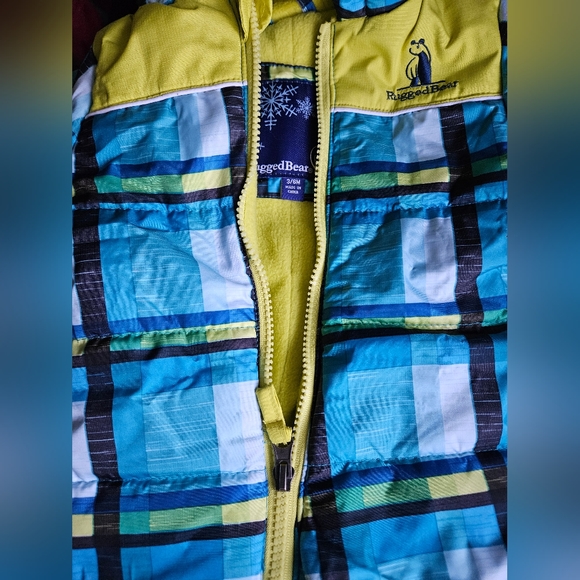 Rugged Bear Snowsuit 3/6 Months Boy Girl Blue Green Insulated Hand/Feet Cover - Picture 9 of 10